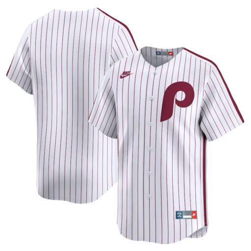 Men's Philadelphia Phillies White Throwback Cooperstown Collection Jersey
