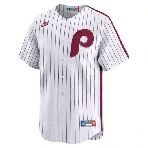 Men's Philadelphia Phillies White Throwback Cooperstown Collection Jersey - Image 2